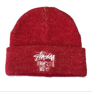 Red Stussy Beanie Hat